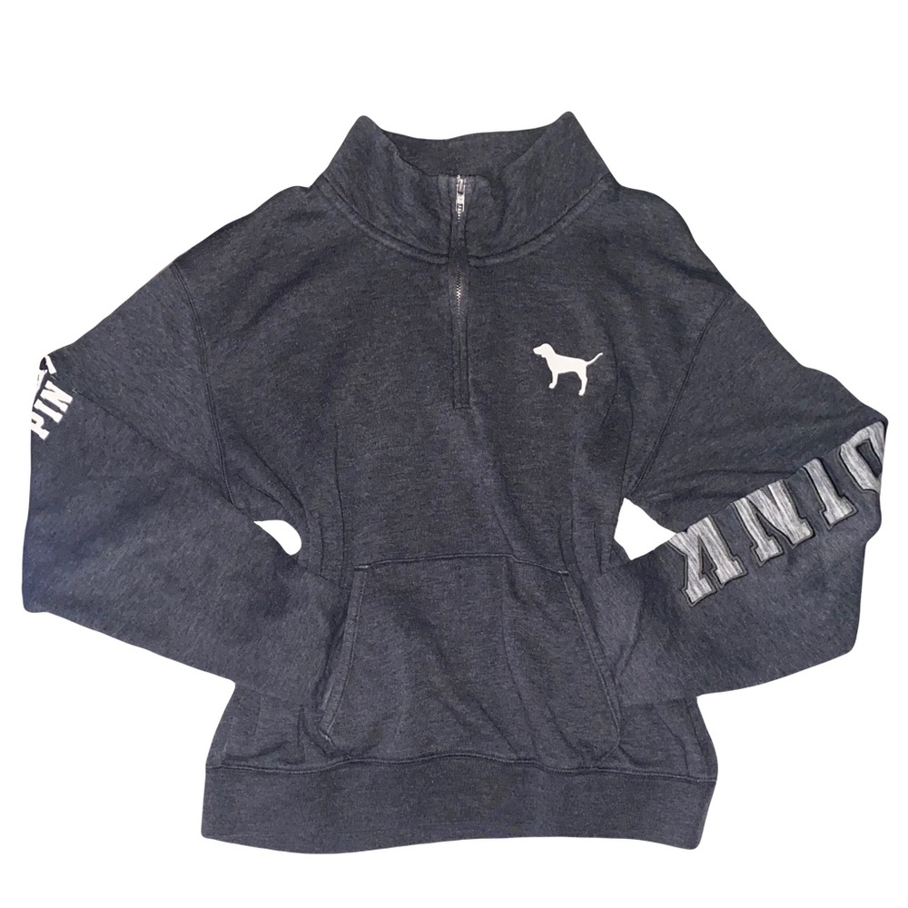 Grey PINK half zipper sweater